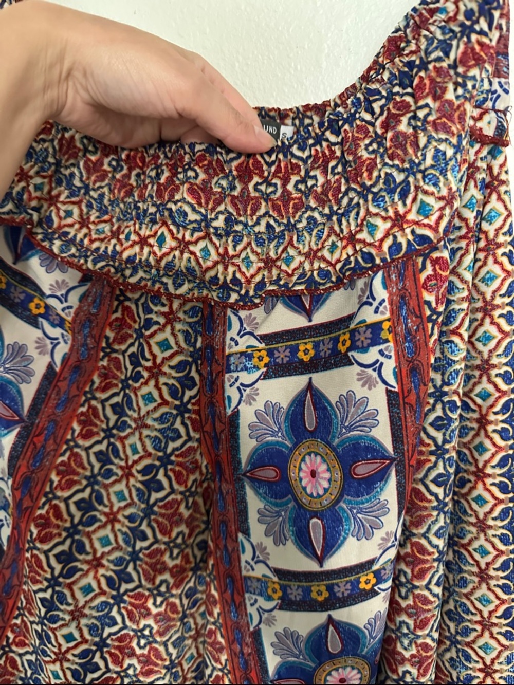 Boho Wide Leg Jumpsuit Pants in Red & Blue - Picture 5 of 5